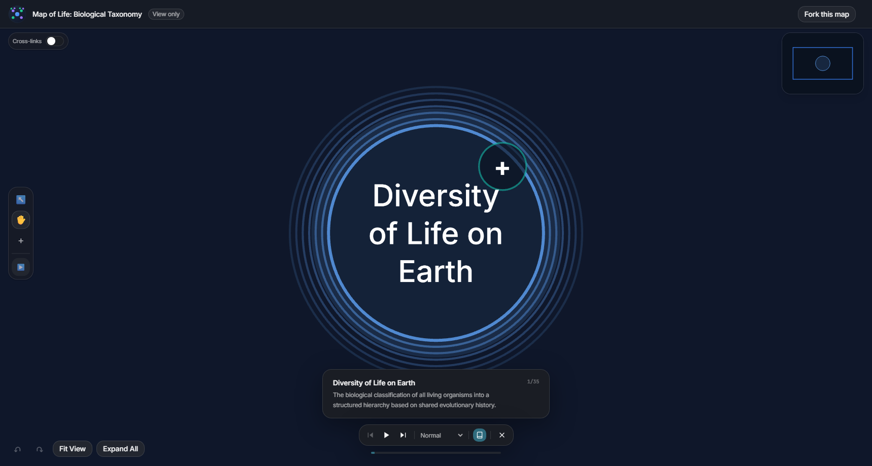 A Clarity Tour in action showing the playback controls and caption card